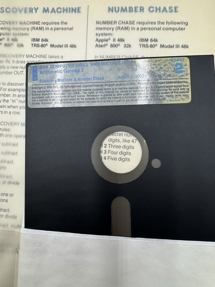 1983 IBM SRA Arithmetic Computer games Drills Binder Floppys