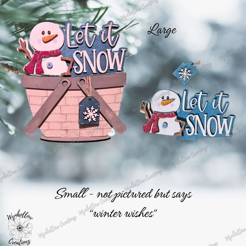 Let It Snow Snowman and Winter Wishes Interchangeable Basket Insert
