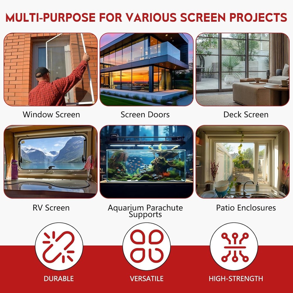 Screen Roller Tool Set with Spline Removal Hook, 2pcs Window Red Durable Screen