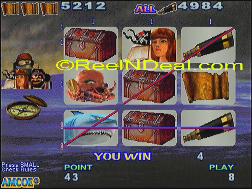 Amcoe Devil Island Cherry Master 8-Liner Slot Machine Optional Skill Spin & Hold