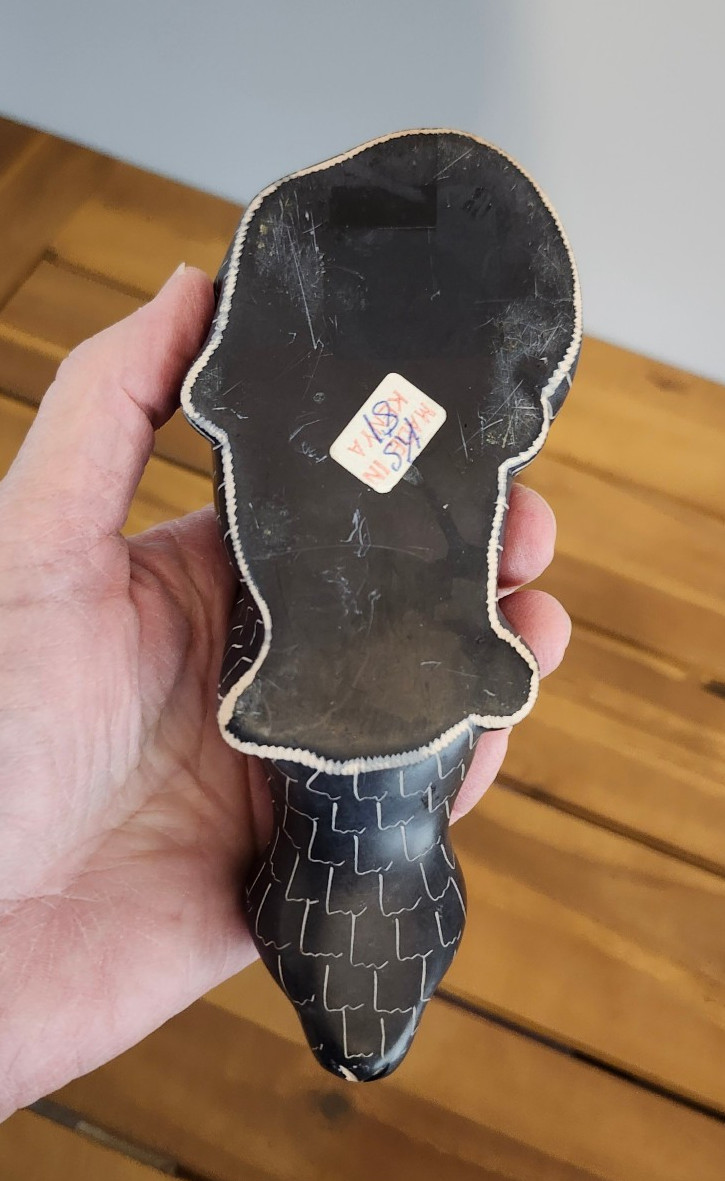 VTG Soapstone Black Big Cat Hand Carved African Figurine Kenya 7" long