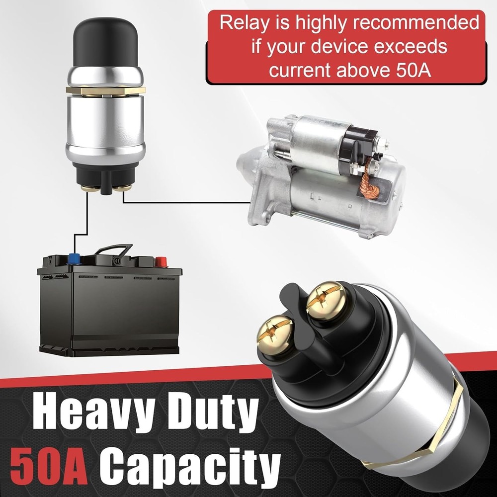 12V 50A Waterproof Push Button Starter Switch Momentary