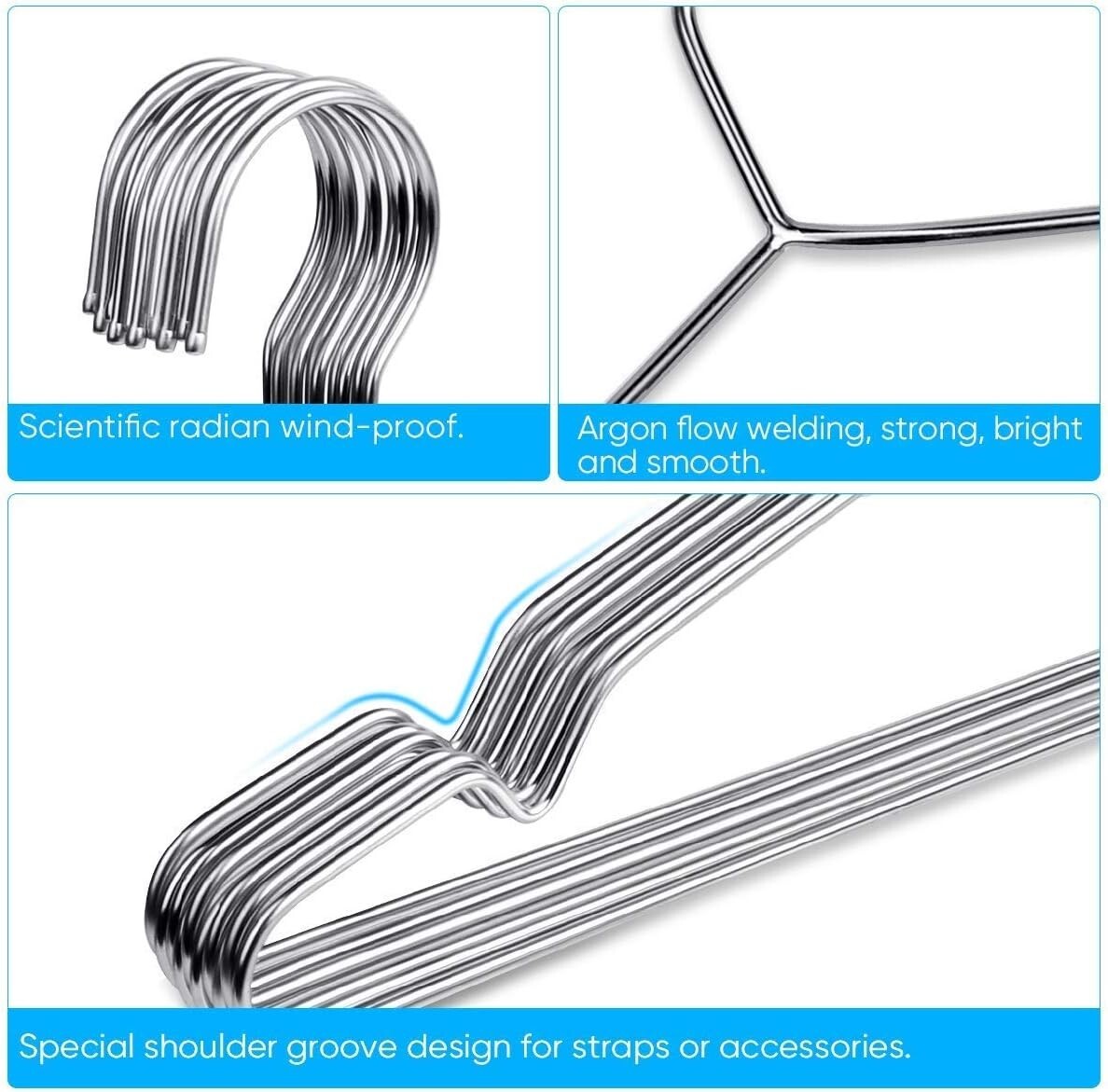 Wire Hangers 10 Pack Coat Hangers Strong Heavy Duty Stainless Steel Metal Hanger