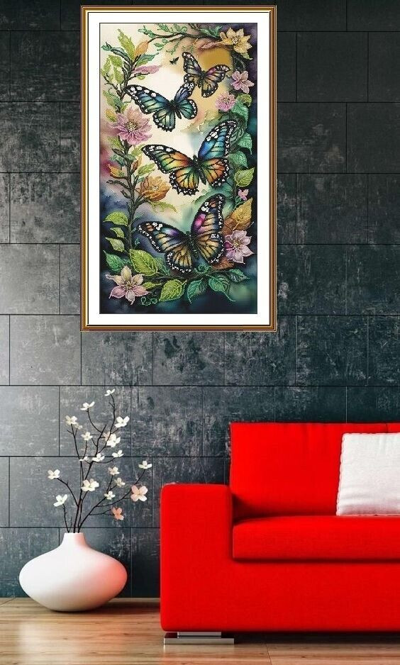 Bead embroidery kit Needlework DIY Beadwork Magic butterflies Beading stitching