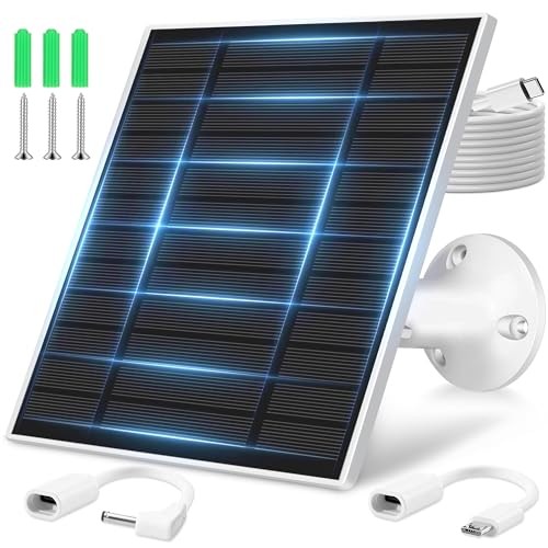 Solar Panel for Ring Camera Outdoor, Small Solar Panel Charger with USB White