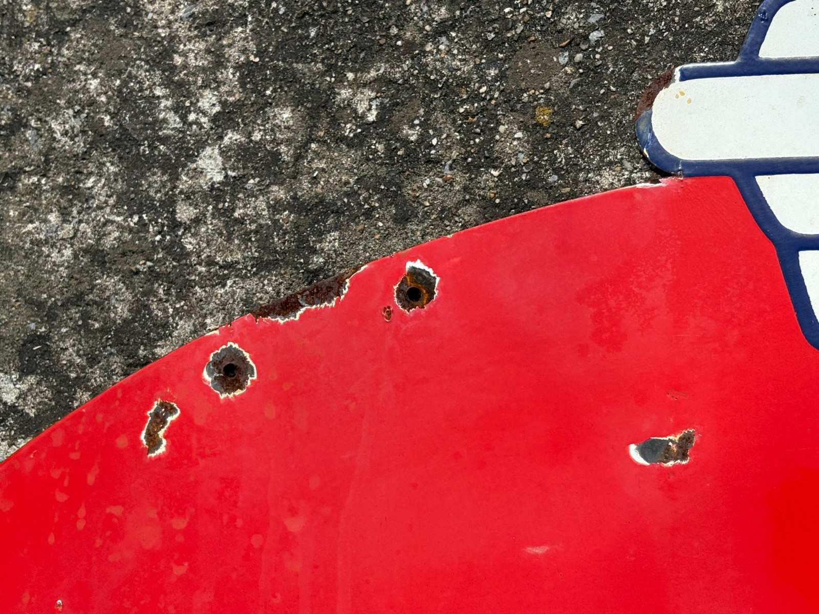 ORIGINAL 1950's "AMOCO GASOLINE" LARGE DOUBLE SIDED PORCELAIN DEALER SIGN, NICE