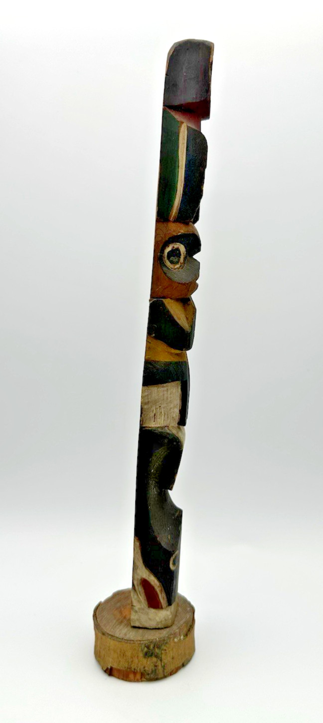 Old 12 1/4" Pacific Northwest Coast Carved Cedar Totem - Antique Native American