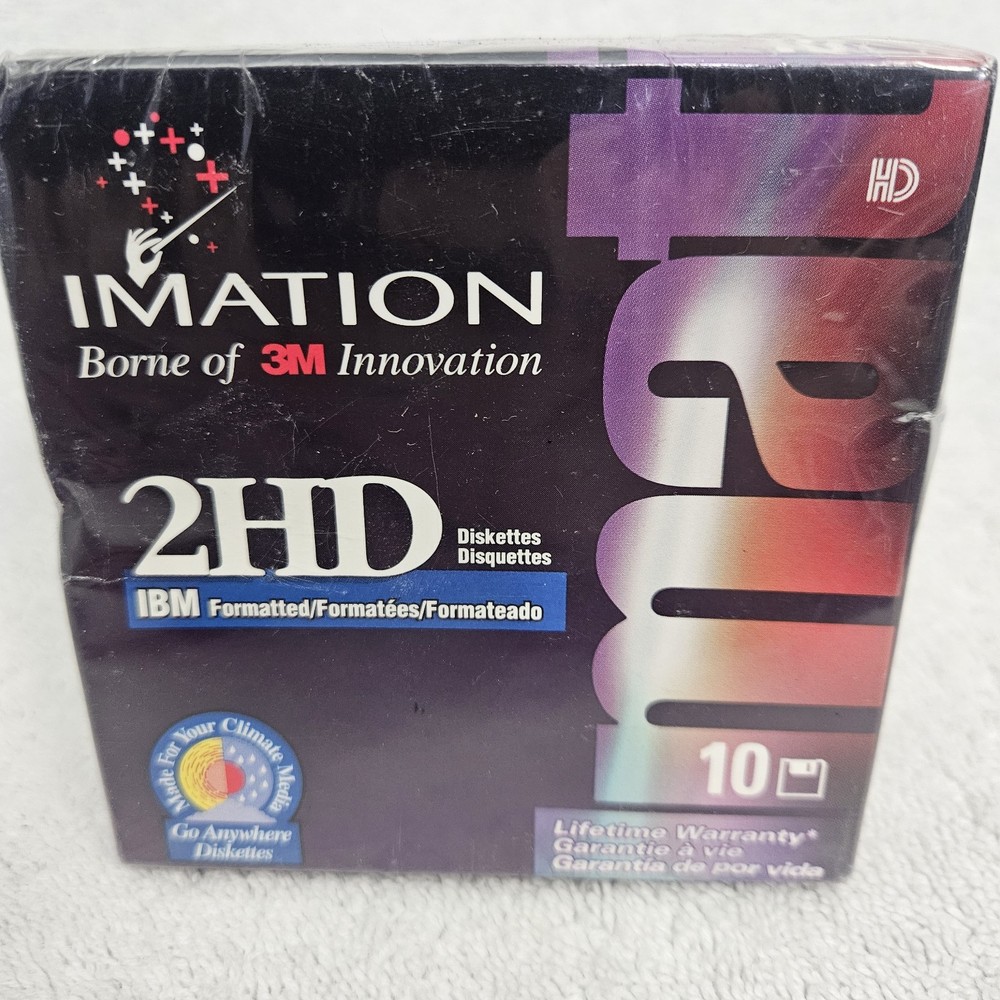 Sony Imation 3.5" High Density IBM 2HD PS/1/2 Formatted SEALED 10 Pack Diskettte