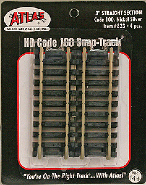 Atlas HO Scale Code 100 3" Straight 4-Pack Model Train Track