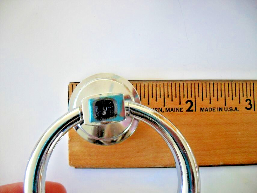 Vintage Nos 2-7/16" Chrome Drawer Drop Ring Pull Cabinet Handle National Lock