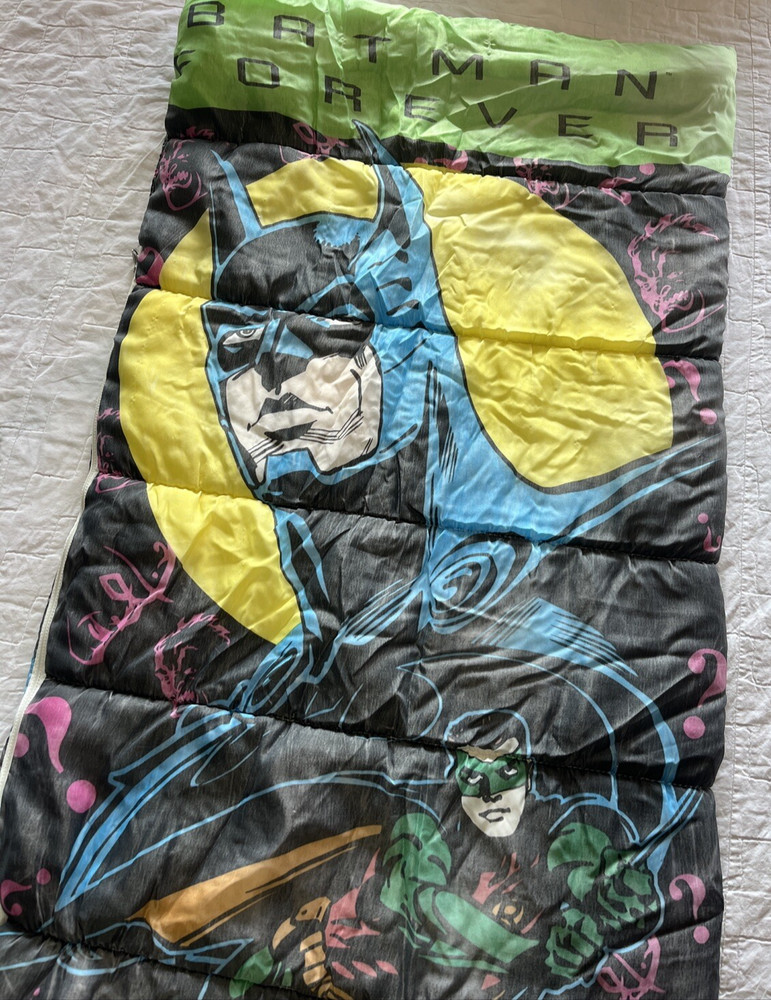 Vintage 1995 DC Comics Batman Forever Sleeping Bag 25” X 54”