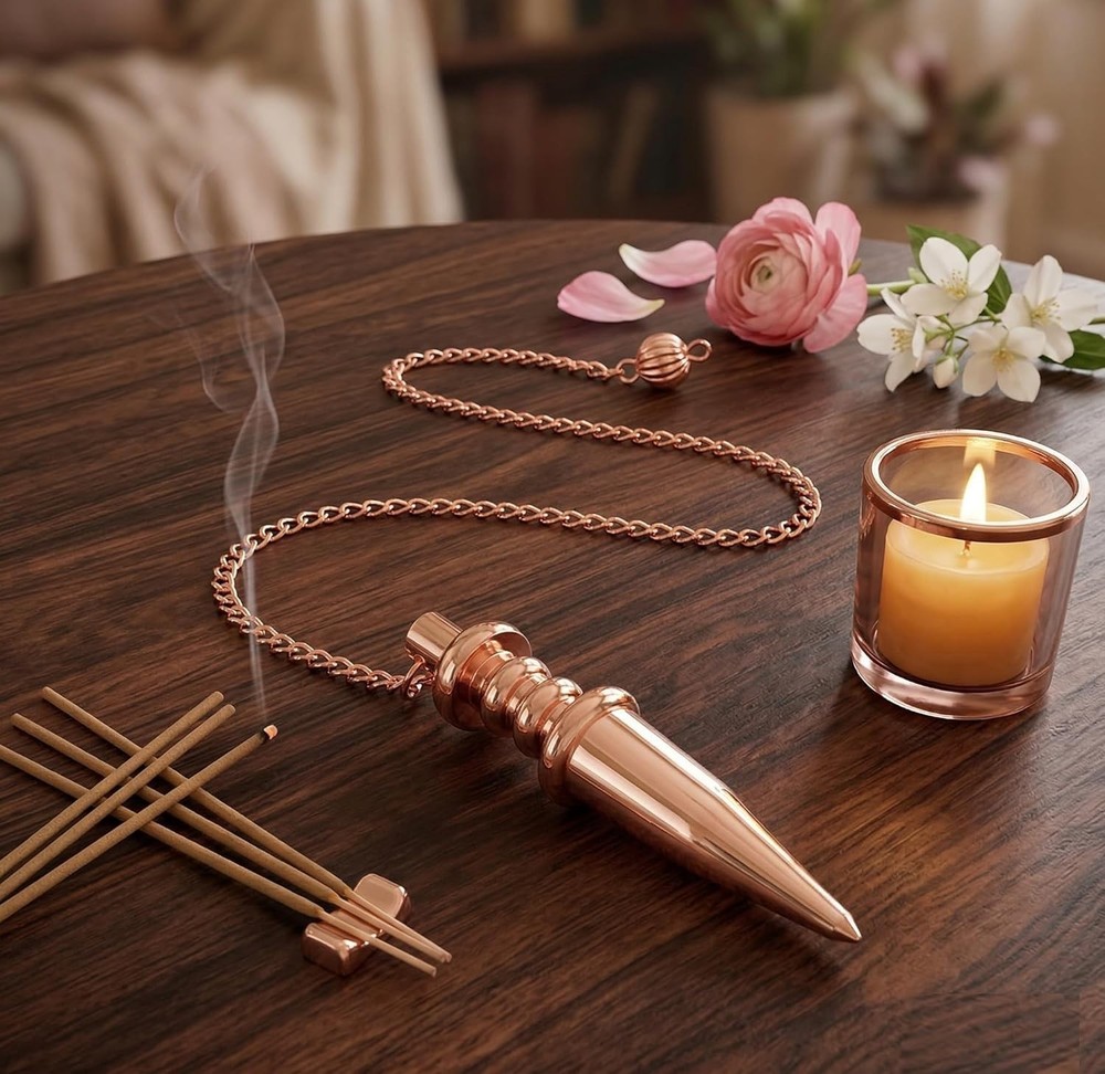 Copper Metal Dowsing Pendulum - Solid Cone Point for Divination & Reiki