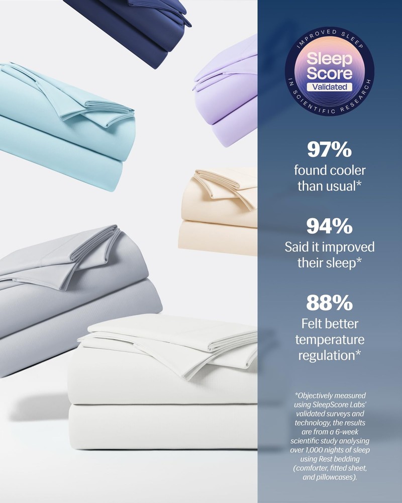 ® Evercool®+ Cooling Sheet Set, Full Size, Arctic White, Breathable Bed Sheet...
