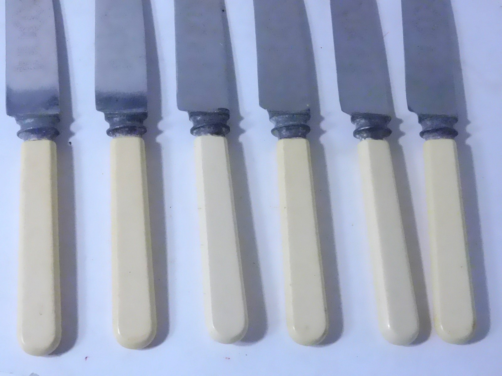 6 Knives Firth Stainless Blades Sheffield England Celluloid/Bakelite Handles