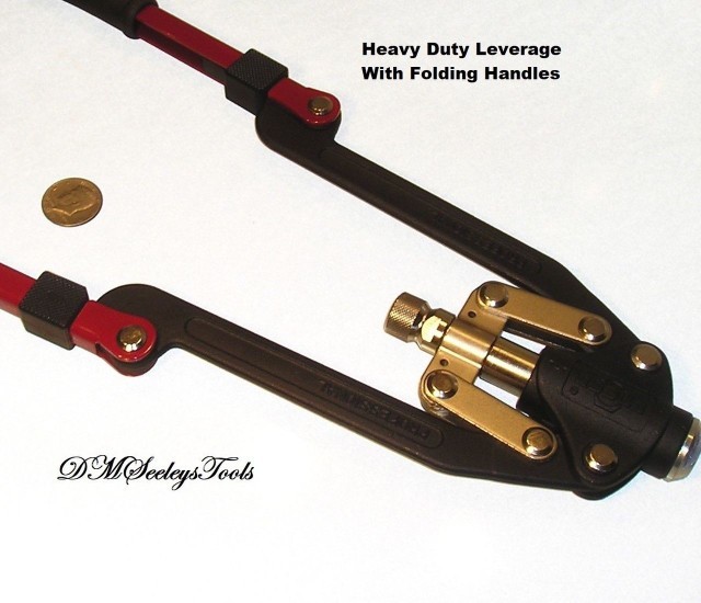 20" Long Arm Folding Handle Rivet Nut Tool Puller with Metric Mandrels