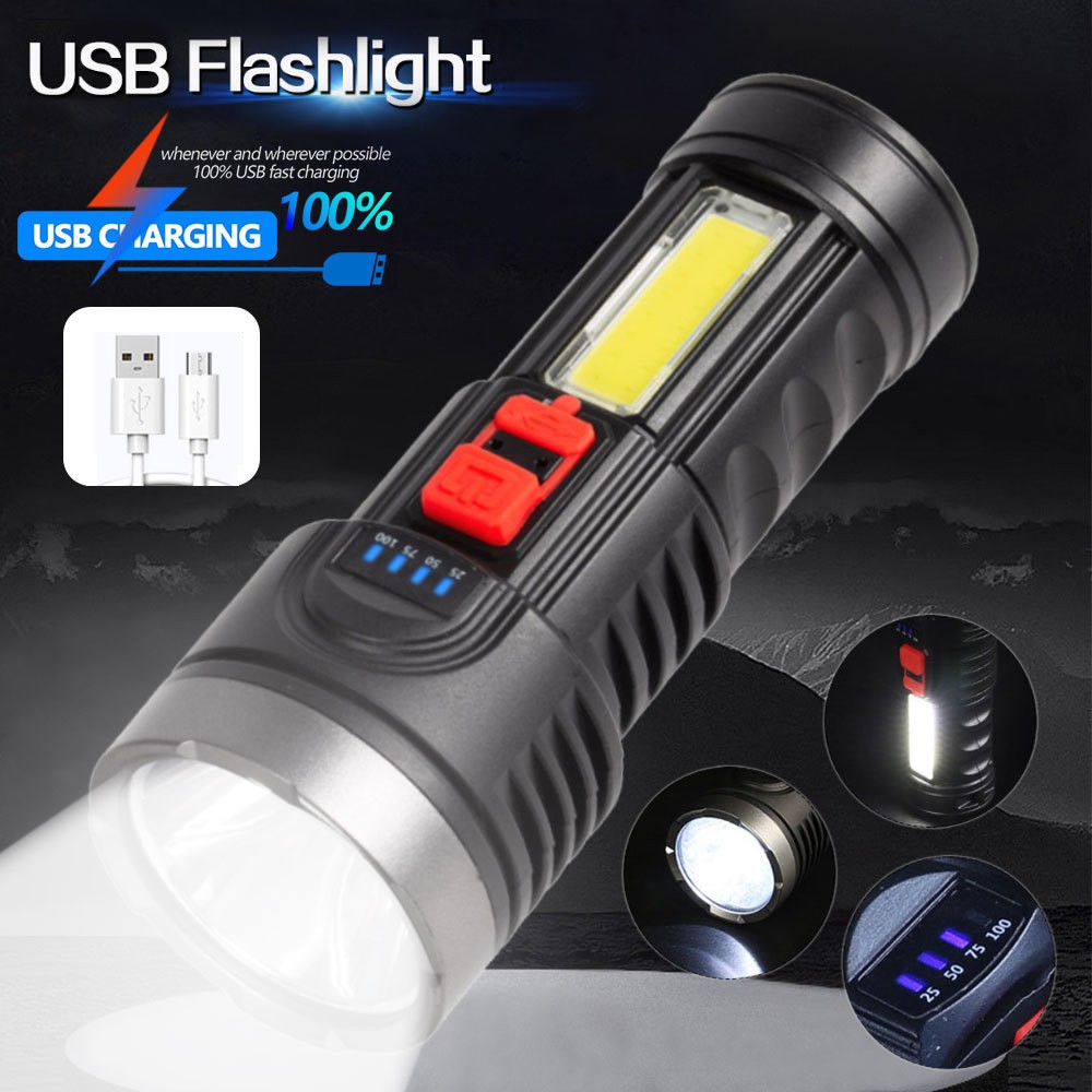 2pcs High Powered Super Bright Flashlight LED Rechargeable Police Security Torch