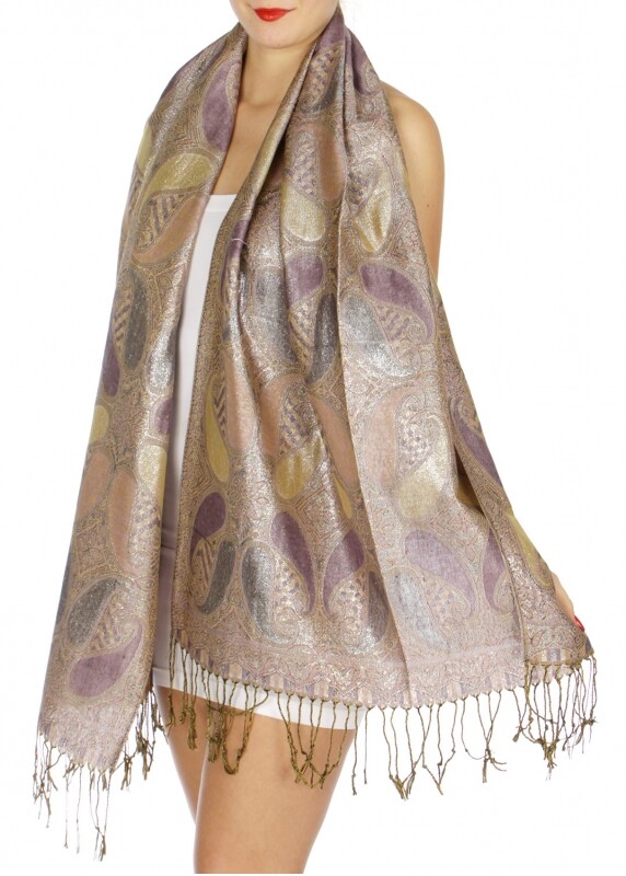 Fashion Metallic Paisley Pashmina Scarf Shawl Wrap 15 SOLID COLORS! Supper Shiny