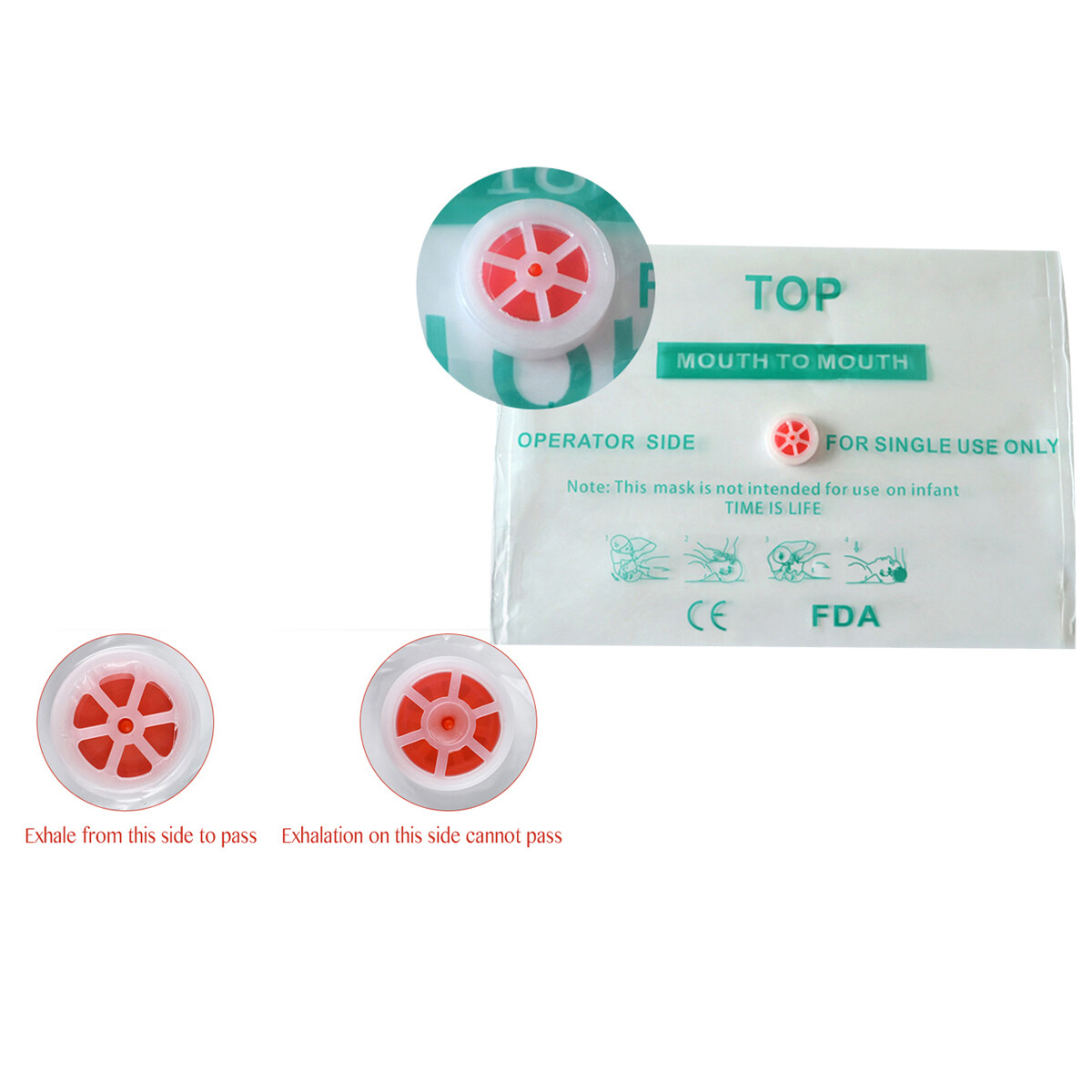 1000Pcs First Aid Skill Practicing CPR Face Shield With One-Way Valve CPR MASK