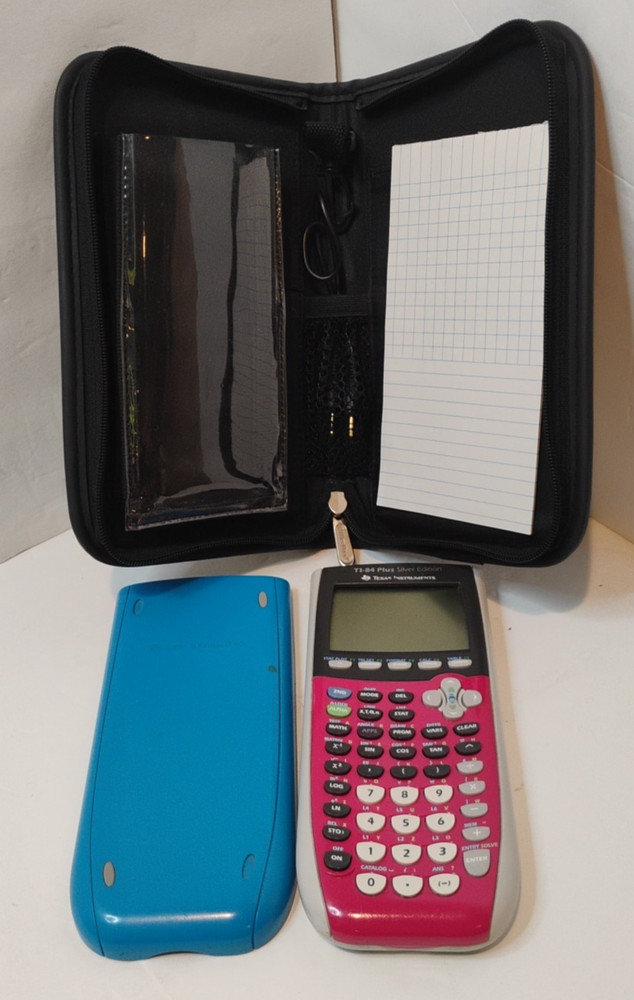 Texas Instruments TI-84 Plus Silver Edition Graphing Calculator Red/Blue W/Case