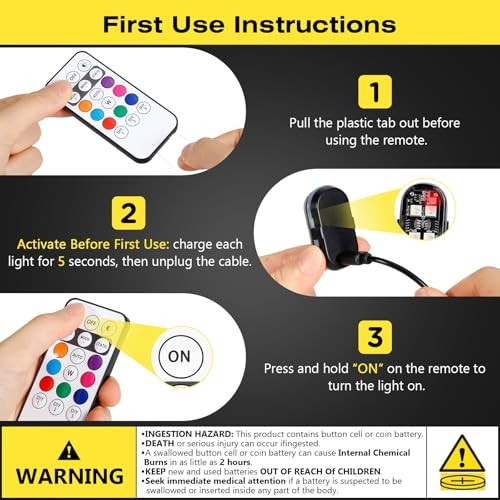 4LEDs Car Wireless Strobe Interior Lights with Remote Control Ambient Lighting