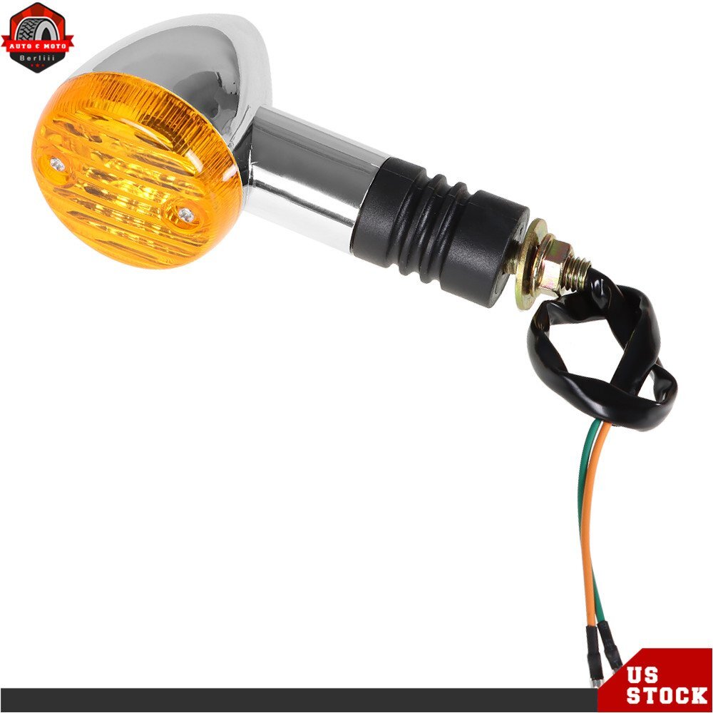 2×Amber Chrome Front Rear Turn Signal Blinker Indicator Light Motorcycle