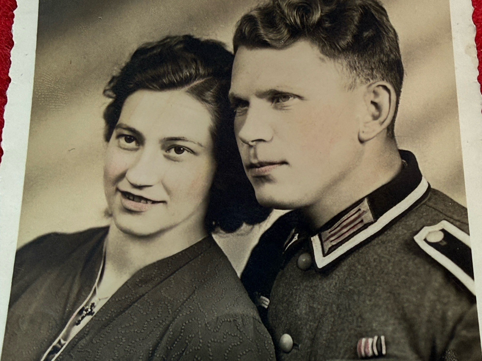 WWII German RPPC Post Card Army Soldier w/ Iron Cross Tinted Photo