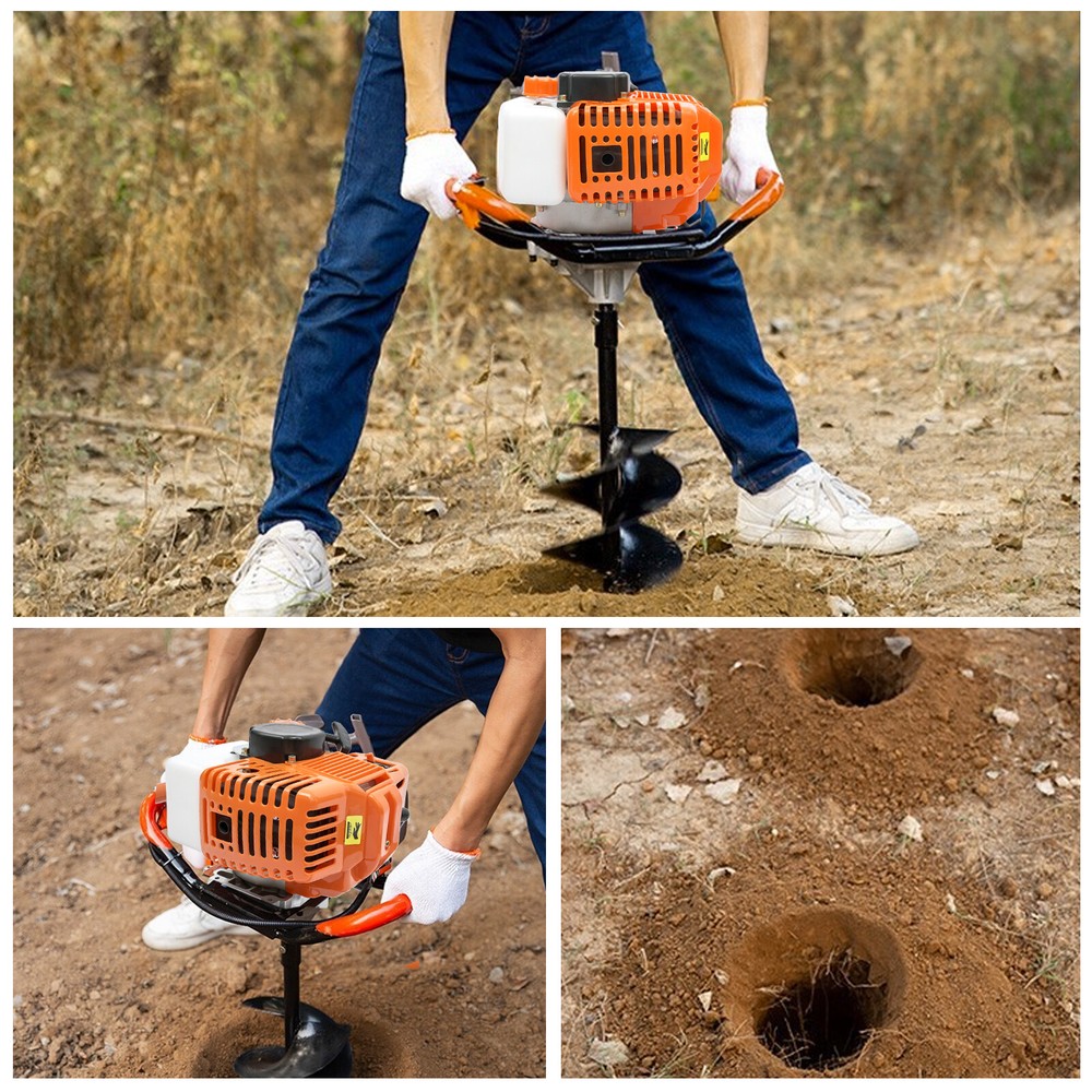 52CC 2.4HP Post Hole Digger Earth Auger 2 Stroke Digging Machine w/3 Drill Bits