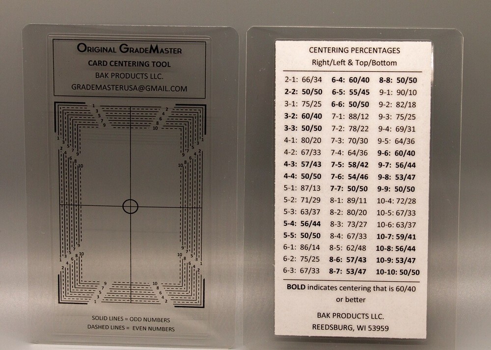 ORIGINAL GRADEMASTER Card Grading / Centering Tool Created in 2015- #1 Design!