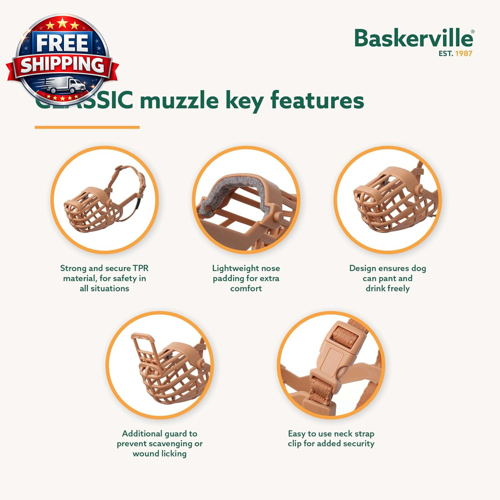 Classic Basket Muzzle for Medium to Large Dogs - Safe, Breathable & Durable