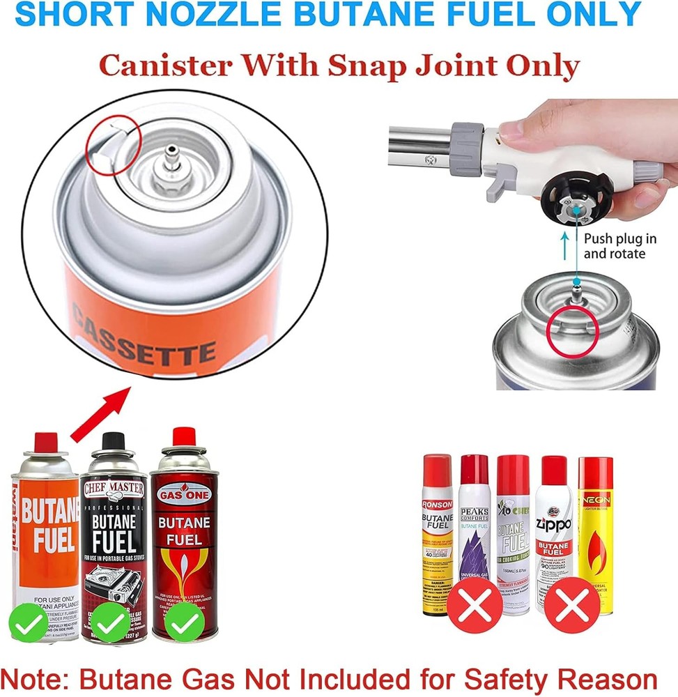 FunOwlet Butane Torch, Reverse Use Culinary Kitchen Blow White and Silver