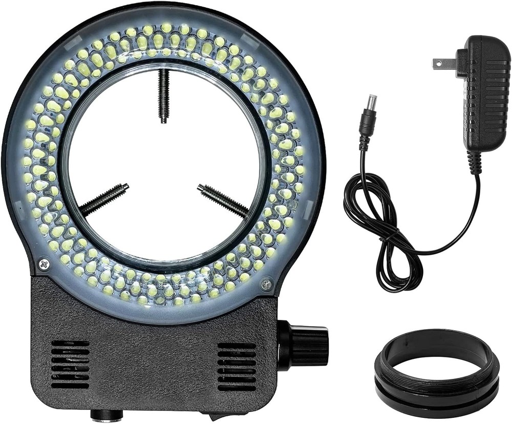 144 64 LED Ring Light Illuminator for Stereo Microscope, White Adjustable Ring L