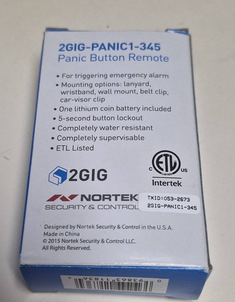 2GIG Wireless Panic Button Remote - White - 2GIG-PANIC1-345