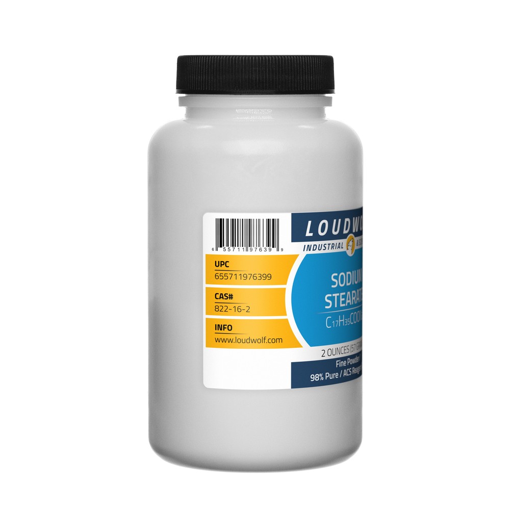 Sodium Stearate, 4oz, ACS Reagent Grade, Sturdy Bottles, SHIPS SAME DAY