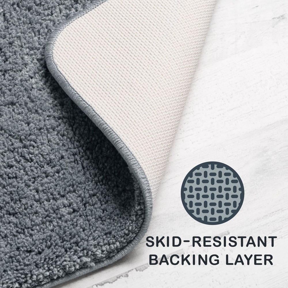 24" X 40" Polyester Bath Rug Skid Resistant Non-Slip Backing Basic Everyday New