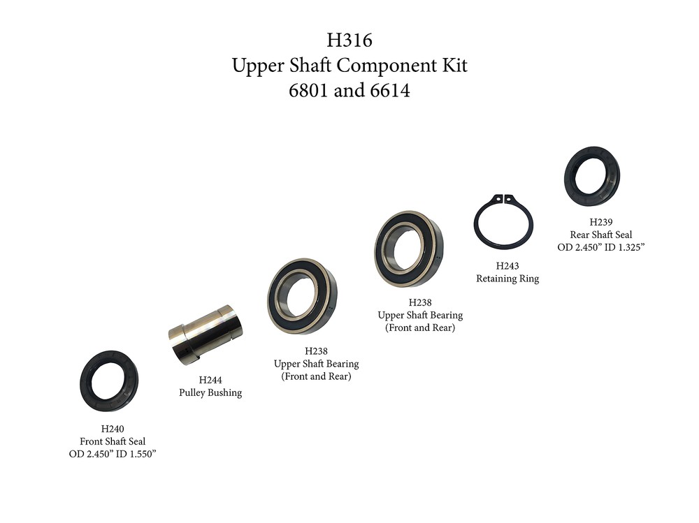 UPPER WHEEL COMPONENTS, FITS 6614 and 6801