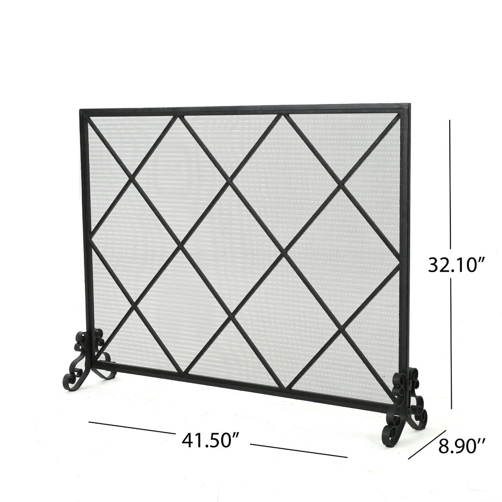 Modern Iron Mesh Single Panel Fireplace Screen