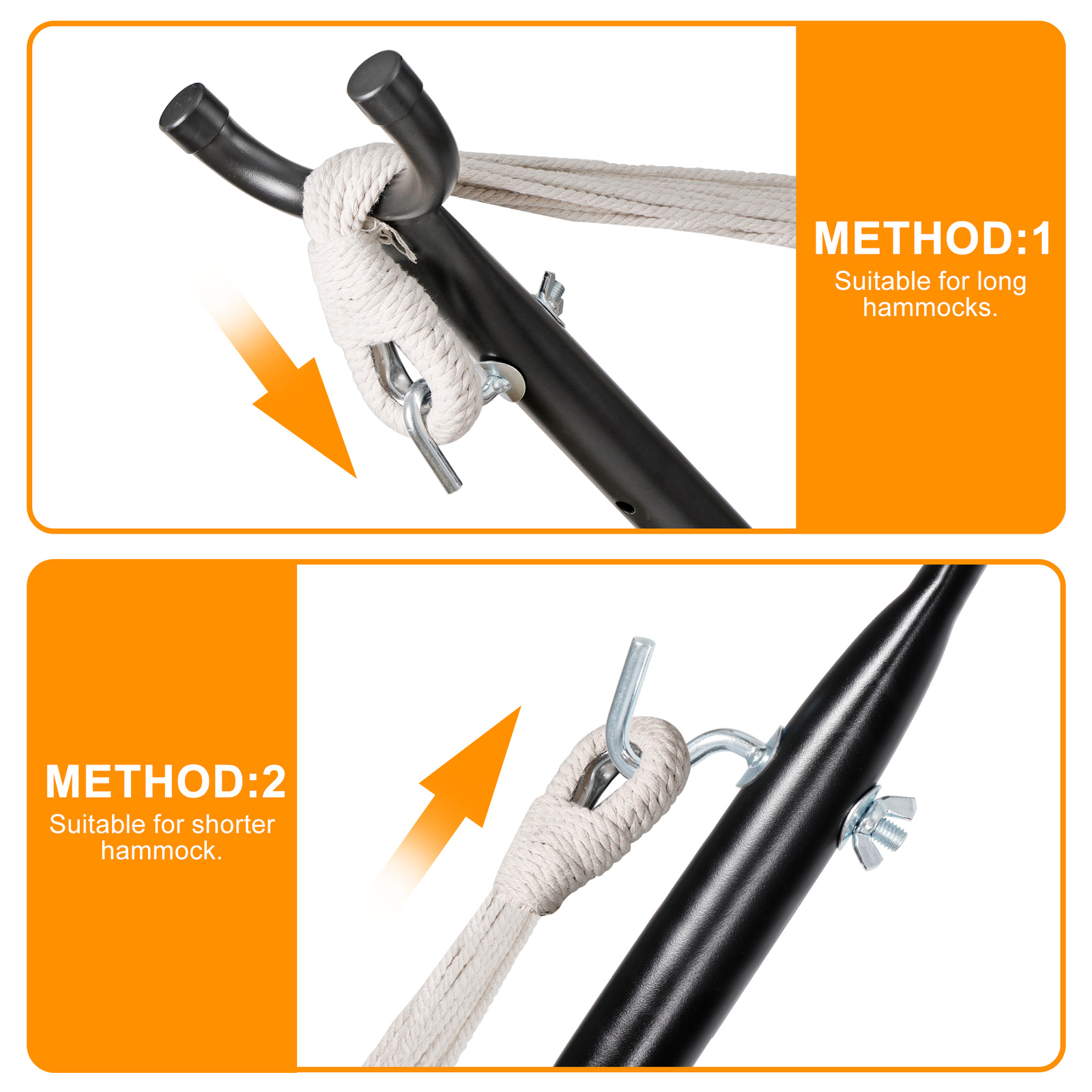 620lbs Capacity Steel Hammock Stand Adjustable Hooks 9FT 2 Person w/Carrying Bag