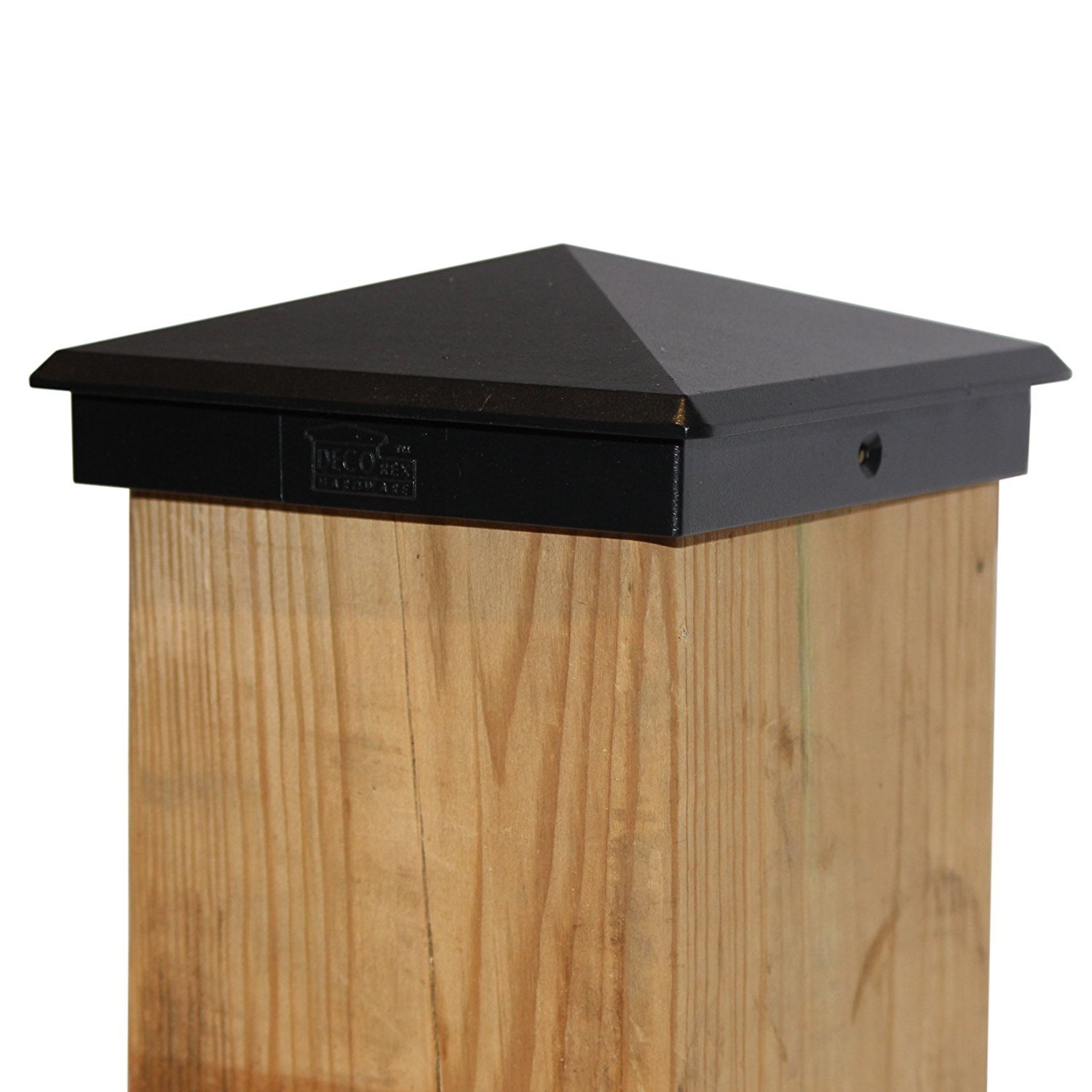 5.5" x 5.5" Heavy Duty Aluminium Pyramid Post Cap for Wood Posts - Black