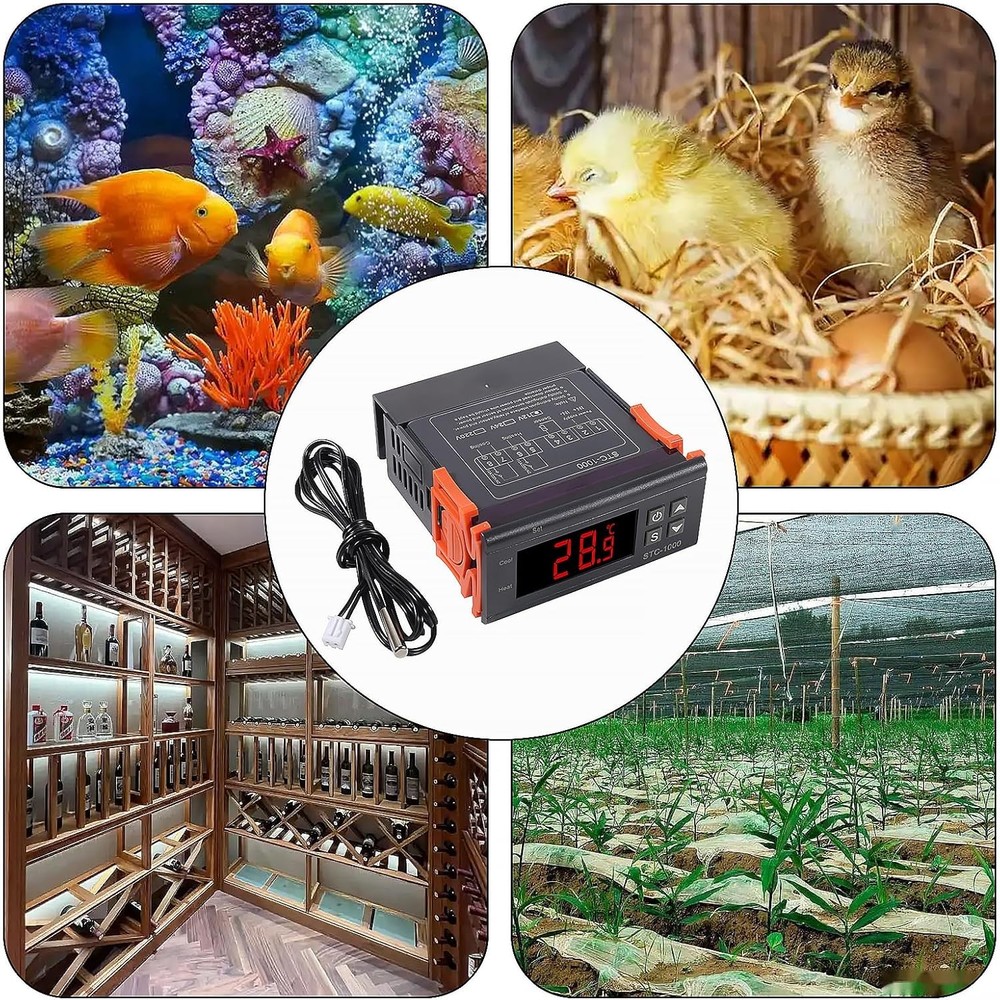 STC-1000 DC 12V 10A Digital LED Temperature Controller black,orange