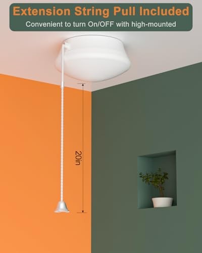 7” Modern LED Ceiling Light with Pull Chain 12W 4000K, 1300lm, 125W E26-2Pack