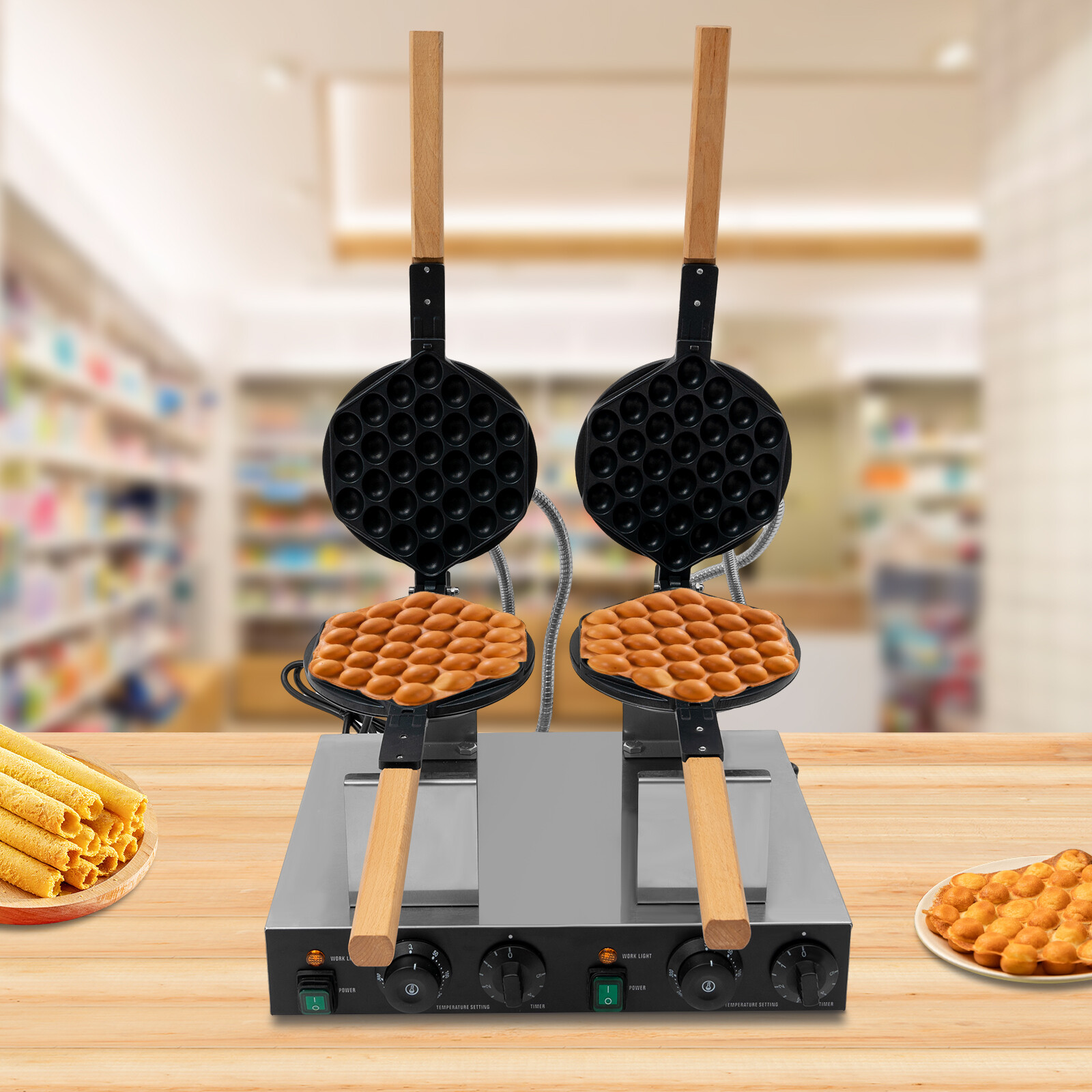 Double-head Commercial Waffle Making Machine Honeycomb Egg Waffle Making Machine
