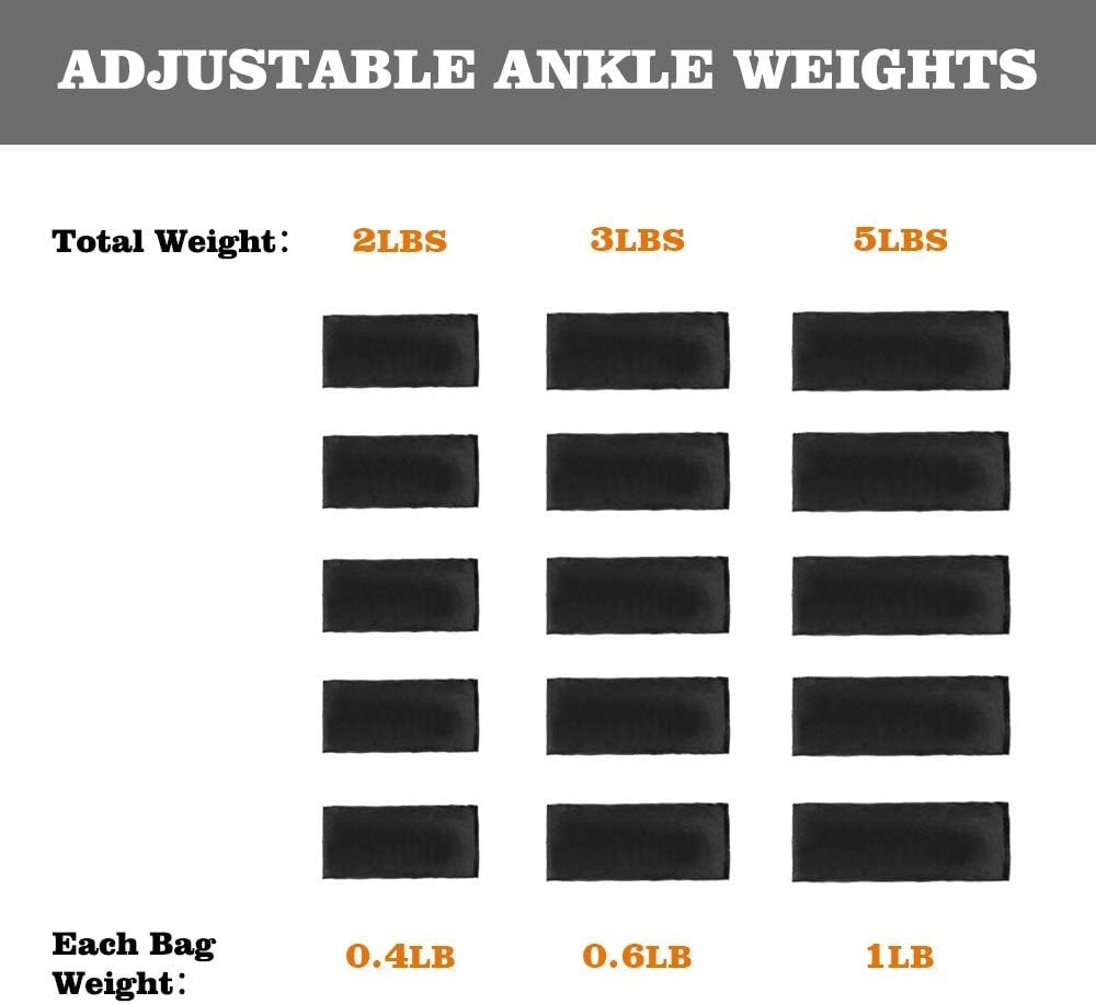 Versatile 2-10 lbs Adjustable Ankle Weights for Enhanced Workouts - 5 lbs Black