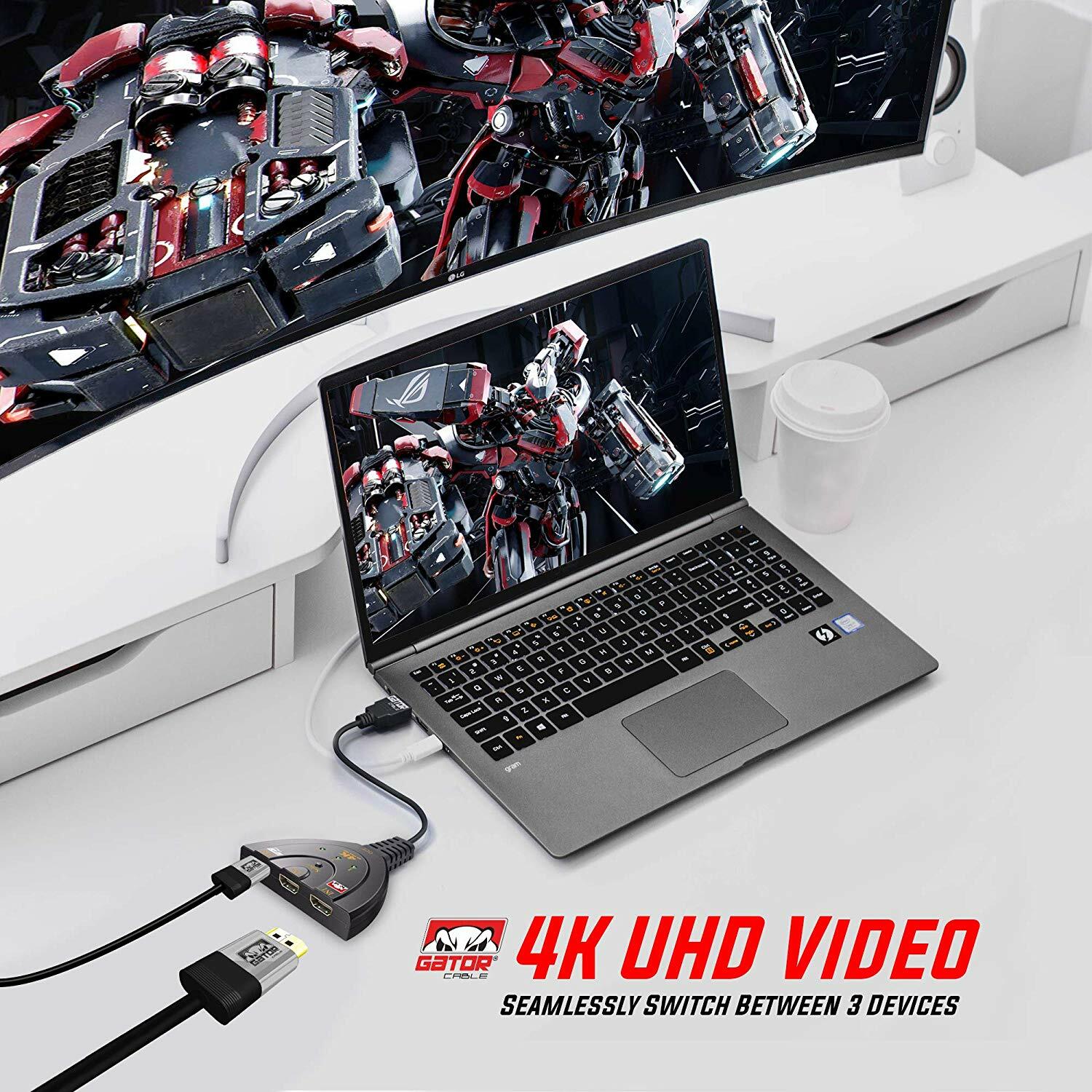 4K HDMI 2.0 Cable Auto Switch Switcher Splitter Adapter 3 In to 1 Out Devices