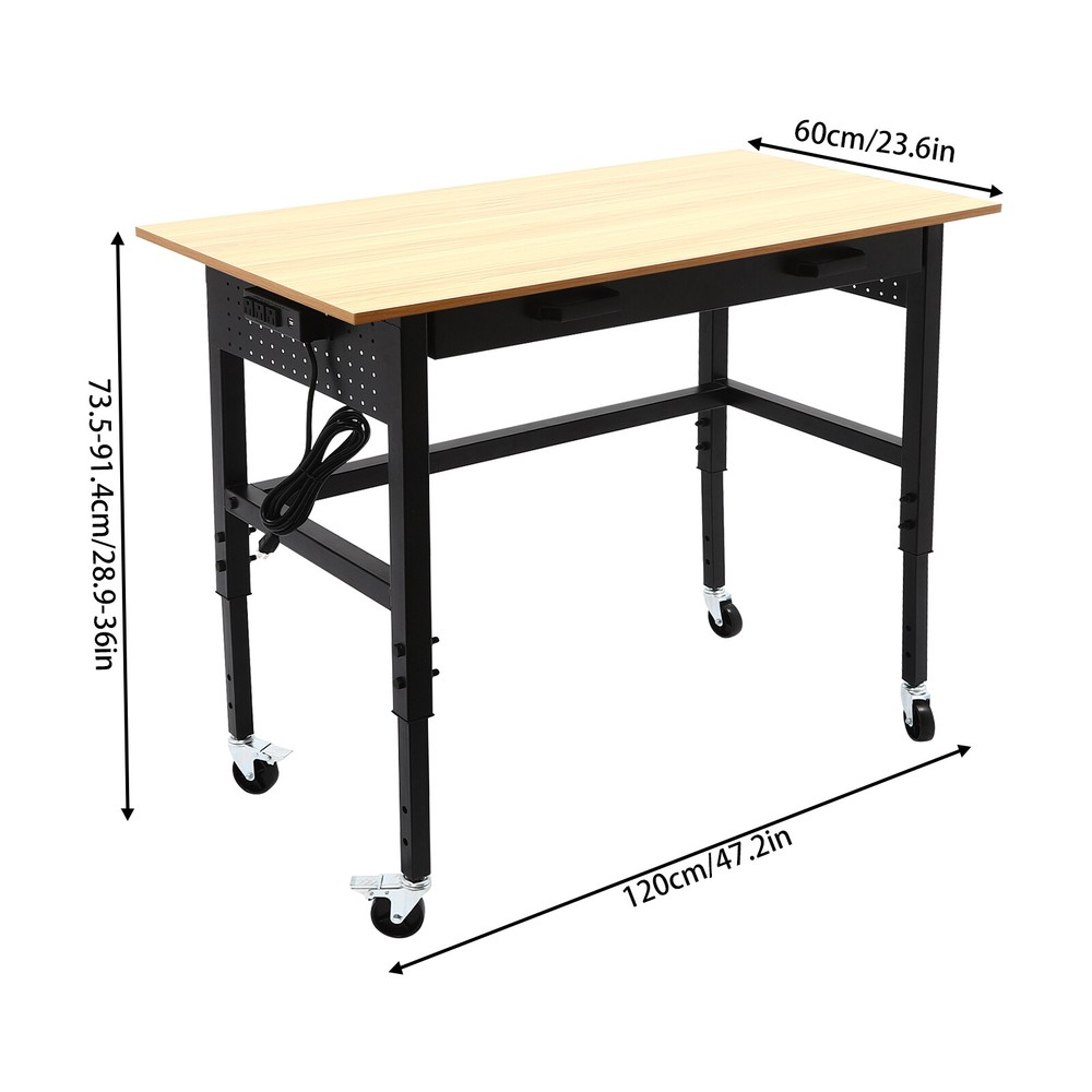 Mobile Workbench Work Bench for Garage Office Home Height Adjustable Workbench