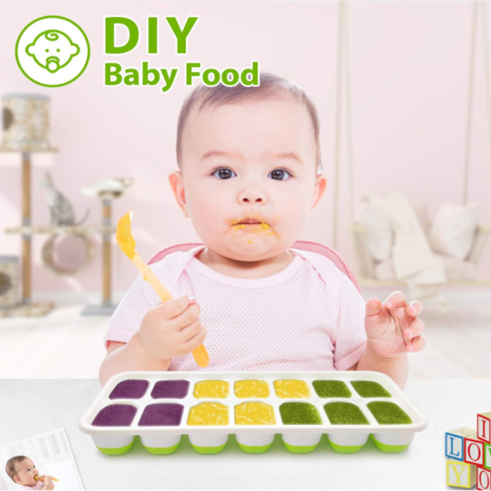 Ice Cube Trays with Lids 4 Pack Stackable Silicone Easy Release