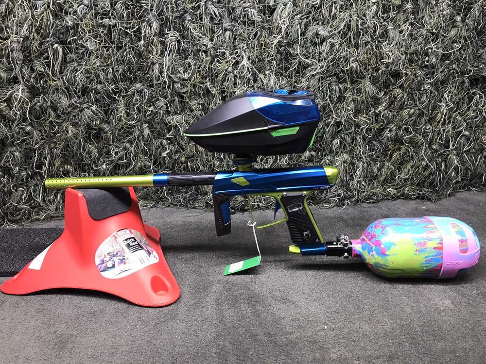 Used Macdev Clone 5 Paintball Marker with Case - Blue/Green