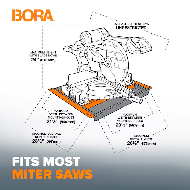 BORA Steel Adjustable Rolling Miter Saw Stand