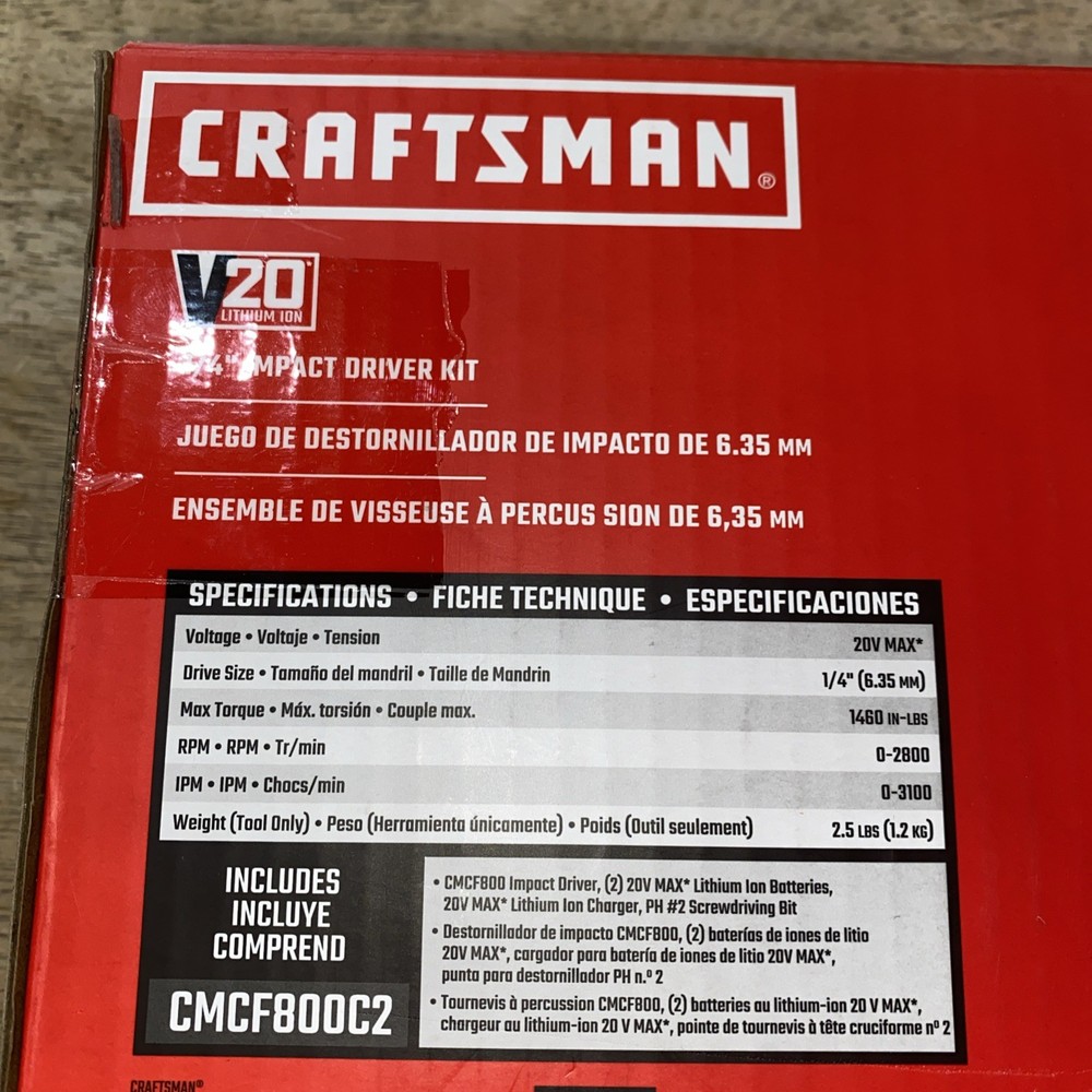 Craftsman 20v Impact Driver CMCF800C2