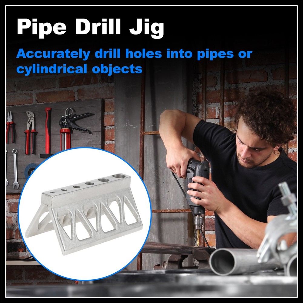 Handheld Pipe Drill Jig for Pipe/ Cylinder Triangle Pipe Drilling Guide Blocks