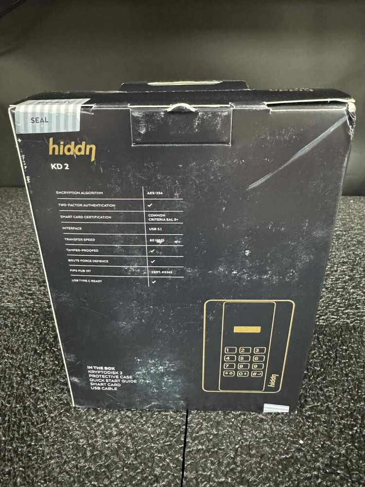 Hiddn Kryptodisk2 KD2 Hardware Alphanumeric Keypad Encrypted 256GB USB 3.1 SSD